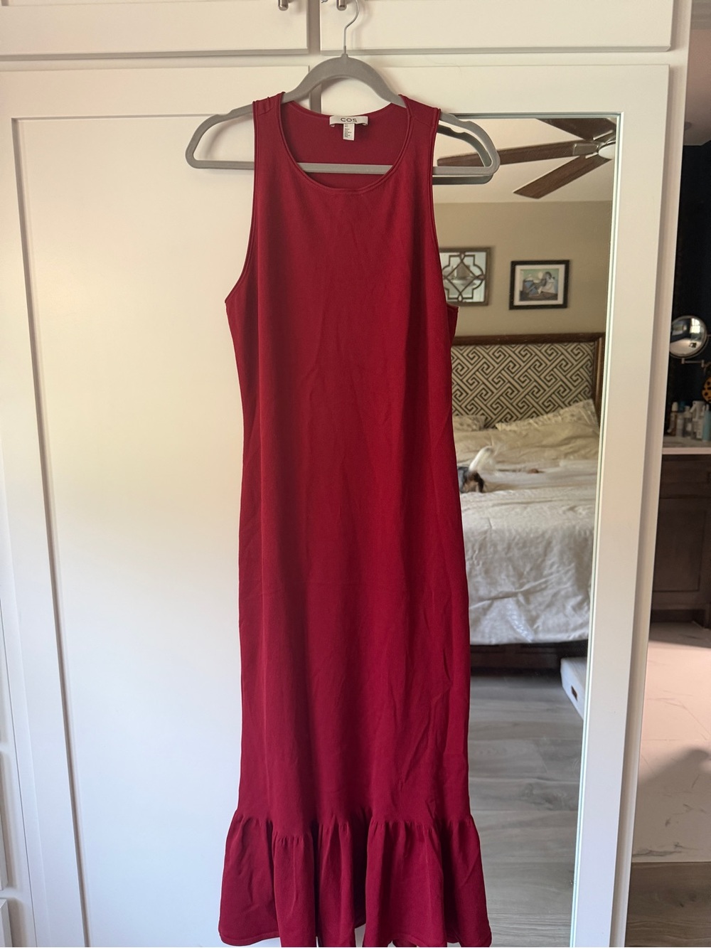 COS Sleeveless Red Maxi Dress with Ruffle Hem size Large